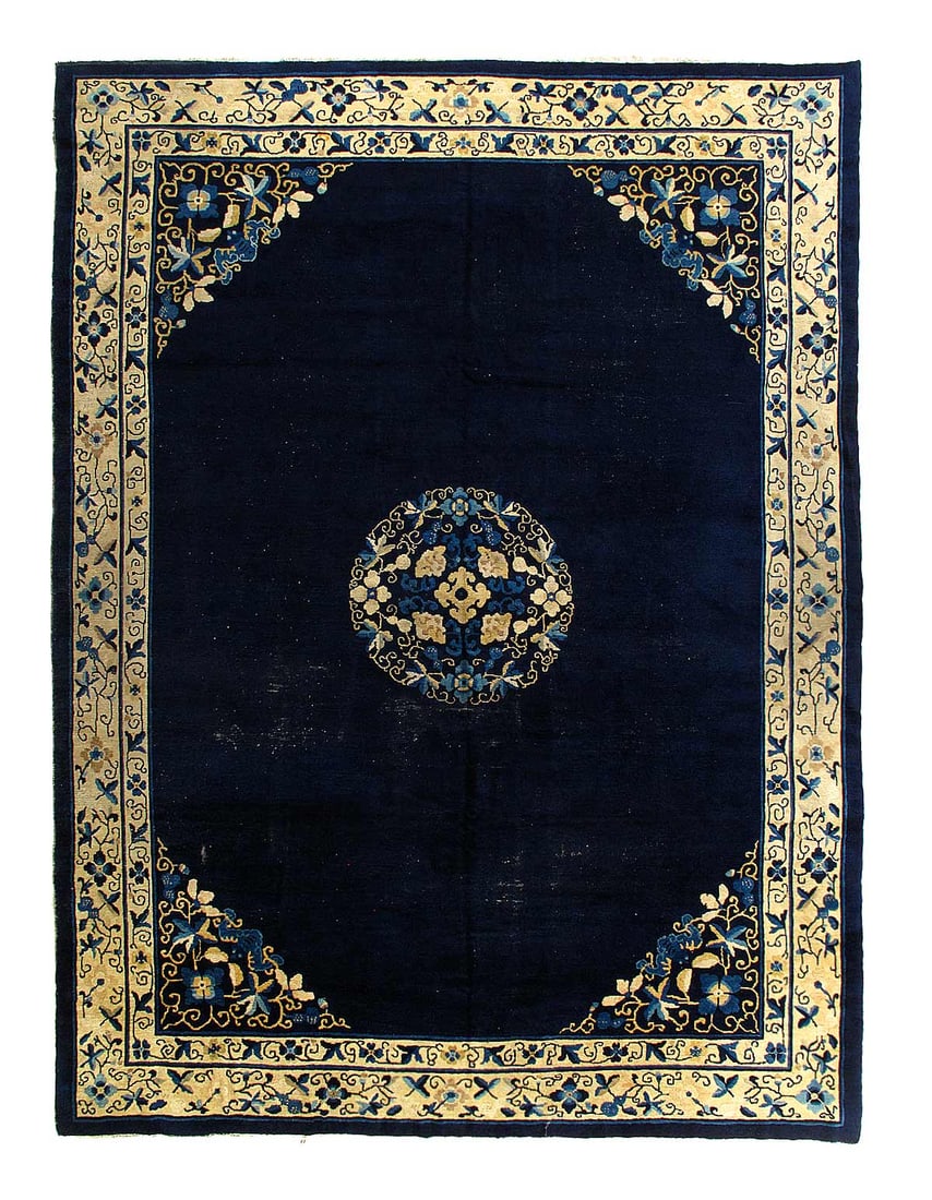 Navy Blue Antique Chinese Peking Rug 8'9"X 11'7" (1 of 3)