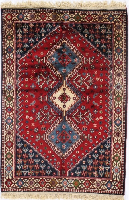 Red Persian Yalameh 3' X 5': Red Persian Yalameh 3' X 5' - New, Yalameh, Hand-Knotted, Lamb's Wool, 300 -D09605- 862.This item is part of our fine auction collection which includes many fine home accessories including antique rug