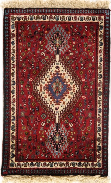 Red Persian yalameh 2' X 3'5": Red Persian yalameh 2' X 3'5" - New, Yalameh, Hand-Knotted, Lamb's Wool, 300 -D09603- 862.This item is part of our fine auction collection which includes many fine home accessories including antique r
