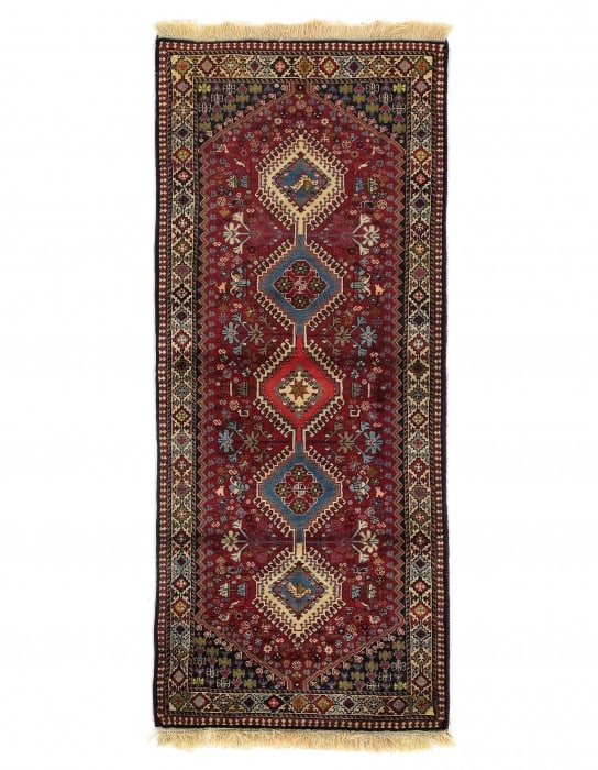 Red Persian yalameh Runner 2'8' X 6'8": Red Persian yalameh Runner 2'8' X 6'8" - New, Yalameh, Hand-Knotted, Lamb's Wool, 300 -D09571- 862.This item is part of our fine auction collection which includes many fine home accessories including