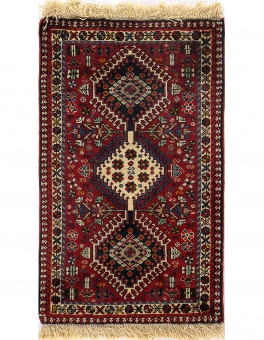 Red Persian yalameh 2' X 3'3": Red Persian yalameh 2' X 3'3" - New, Yalameh, Hand-Knotted, Lamb's Wool, 300 -D09560- 862.This item is part of our fine auction collection which includes many fine home accessories including antique r