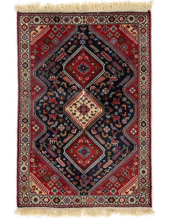Multi color Persian Yalameh 3' X 4'9": Multi color Persian Yalameh 3' X 4'9" - New, Yalameh, Hand-Knotted, Lamb's Wool, 300 -D09210- 862.This item is part of our fine auction collection which includes many fine home accessories including a