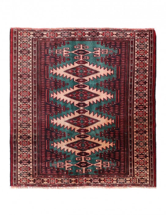 Fine Antique Hand-Knotted Torkaman 3'5" x 3'9": Fine Antique Hand-Knotted Torkaman 3'5" x 3'9" - cica 1970, Turkaman, Hand-Knotted, Lamb's Wool, 300 -d13974- 862.This item is part of our fine auction collection which includes many fine home accesso