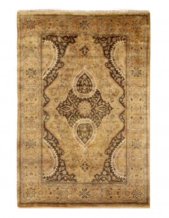 Ivory Tabriz Design 6' X 9': Ivory Tabriz Design 6' X 9' - New, Tabriz, Hand-Knotted, Lamb's Wool, 300 -D09285- 862.This item is part of our fine auction collection which includes many fine home accessories including antique rugs