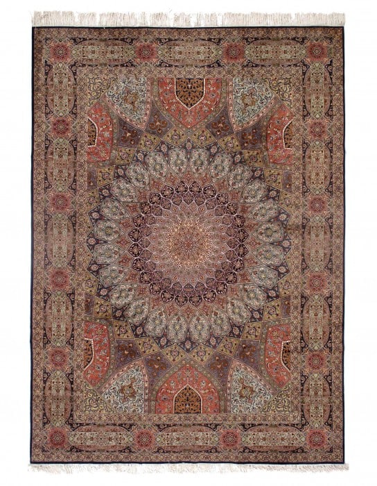 Fine silk & wool Persian Tabriz 7'11'x11'4": Fine silk & wool Persian Tabriz 7'11'x11'4" - New, Tabriz, Hand-Knotted, Wool & Silk, 300 -D09639- 862.This item is part of our fine auction collection which includes many fine home accessories includ