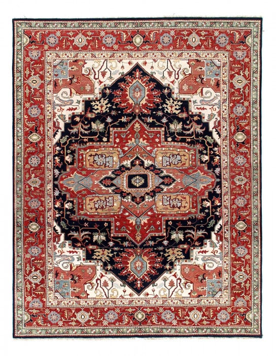 Navy blue fine hand knotted Persian serapi design 8'1'' X 10'1'': Navy blue fine hand knotted Persian serapi design 8'1'' X 10'1'' - New, Serapi, Hand-Knotted, Lamb's Wool, 300 -D14512- 862.This item is part of our fine auction collection which includes many fine ho