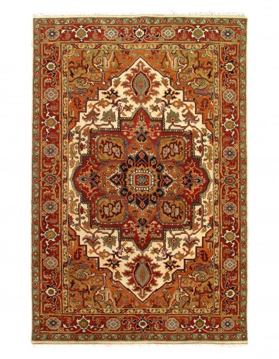 Beige Fine Hand-Knotted Serapi Design 6' X 9': Beige Fine Hand-Knotted Serapi Design 6' X 9' - New, Serapi, Hand-Knotted, Lamb's Wool, 300 -D11117- 862.This item is part of our fine auction collection which includes many fine home accessories incl