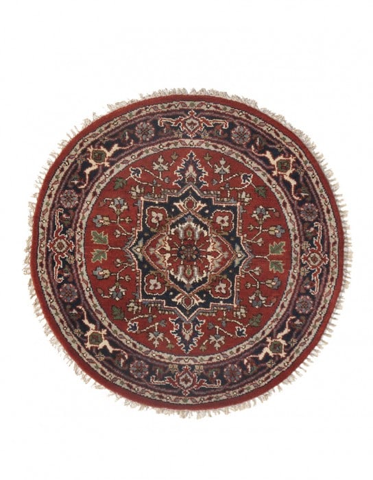 Rust Fine Hand-Knotted Round Serapi Rug 4' X 4': Rust Fine Hand-Knotted Round Serapi Rug 4' X 4' - New, Serapi, Hand-Knotted, Lamb's Wool, 300 -D10201- 862.This item is part of our fine auction collection which includes many fine home accessories