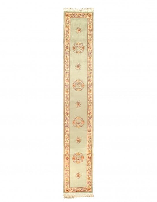 Light Blue color Fine Hand Knotted Chinese Peking Runner 2'6'' X 18': Light Blue color Fine Hand Knotted Chinese Peking Runner 2'6'' X 18' - New, Peking, Hand-Knotted, Lamb's Wool, 300 -13299- 862.This item is part of our fine auction collection which includes many fine