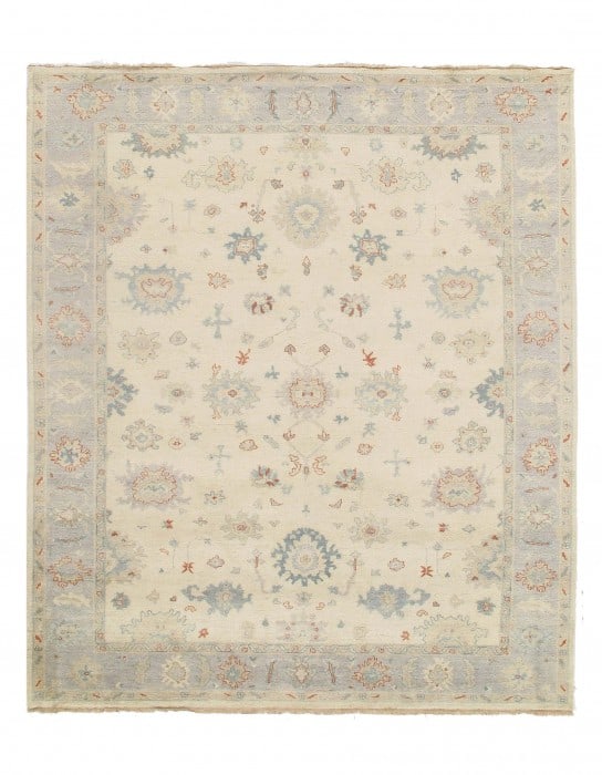 Ivory Original Oushak Design 9'3'' X 11': Ivory Original Oushak Design 9'3'' X 11' - New, Oushak, Hand-Knotted, Lamb's Wool, 300 -D09163- 862.This item is part of our fine auction collection which includes many fine home accessories including