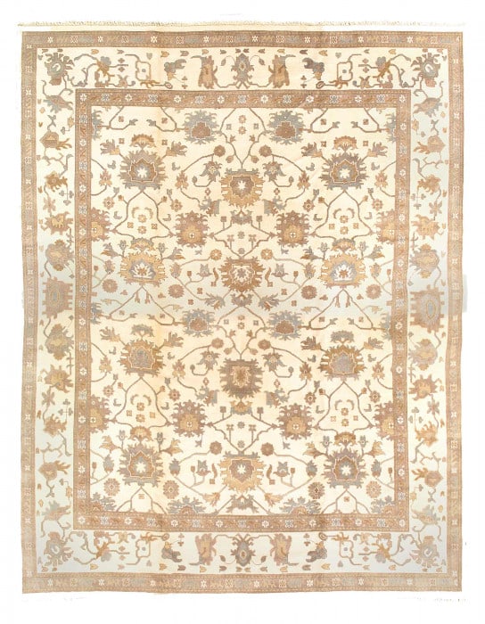 Fine Hand knotted Oushak rug 12'x 15'2": Fine Hand knotted Oushak rug 12'x 15'2" - NEW, Oushak, Hand-Knotted, Lamb's Wool, 300 -D08338- 862.This item is part of our fine auction collection which includes many fine home accessories including