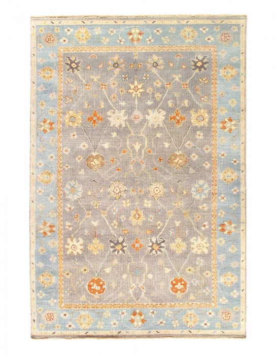 Gray Color Fine Hand knotted Oushak Rug 6' X 9': Gray Color Fine Hand knotted Oushak Rug 6' X 9' - New, Oushak, Hand-Knotted, Lamb's Wool, 300 -D14363- 862.This item is part of our fine auction collection which includes many fine home accessories in