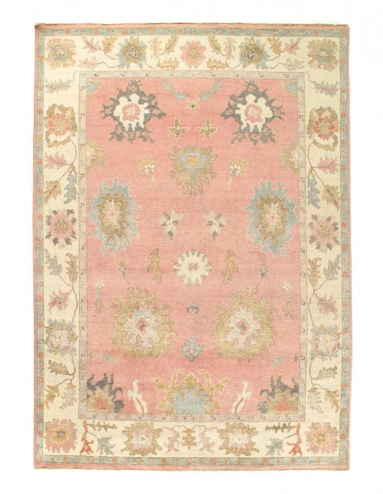 Pink Color Fine Hand knotted Oushak rug 8'9'' X 12'3'': Pink Color Fine Hand knotted Oushak rug 8'9'' X 12'3'' - New, Oushak, Hand-Knotted, Lamb's Wool, 300 -D14356- 862.This item is part of our fine auction collection which includes many fine home accesso