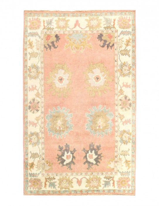 Pink Color Fine Hand knotted Oushak Rug 5'7'' X 9'2'': Pink Color Fine Hand knotted Oushak Rug 5'7'' X 9'2'' - NEW, Oushak, Hand-Knotted, Lamb's Wool, 300 -D14368- 862.This item is part of our fine auction collection which includes many fine home accessor