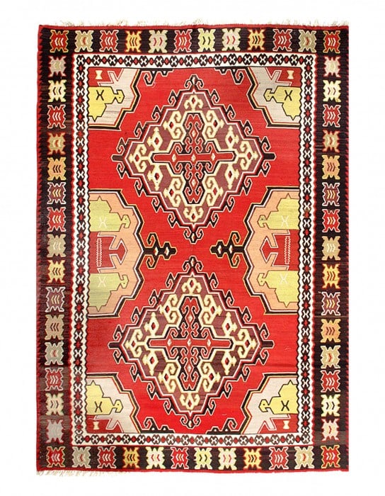 Red Fine Hand knotted Turkey NW 6'11'' X 10': Red Fine Hand knotted Turkey NW 6'11'' X 10' - Circa 1960, NorthWest, Kilim, Flat Weave, 300 -18622- 862.This item is part of our fine auction collection which includes many fine home accessories incl