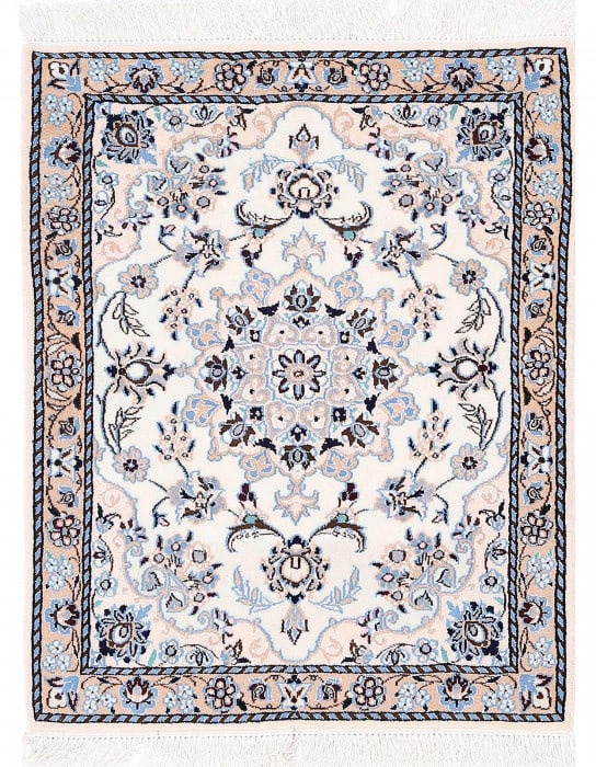 Ivory Fine Hand Knotted Persian Silk & wool Nain 2'6"X 3'2": Ivory Fine Hand Knotted Persian Silk & wool Nain 2'6"X 3'2" - NEW, Nain, Hand-Knotted, Wool & Silk, 300 -D13612- 862.This item is part of our fine auction collection which includes many fine home acce