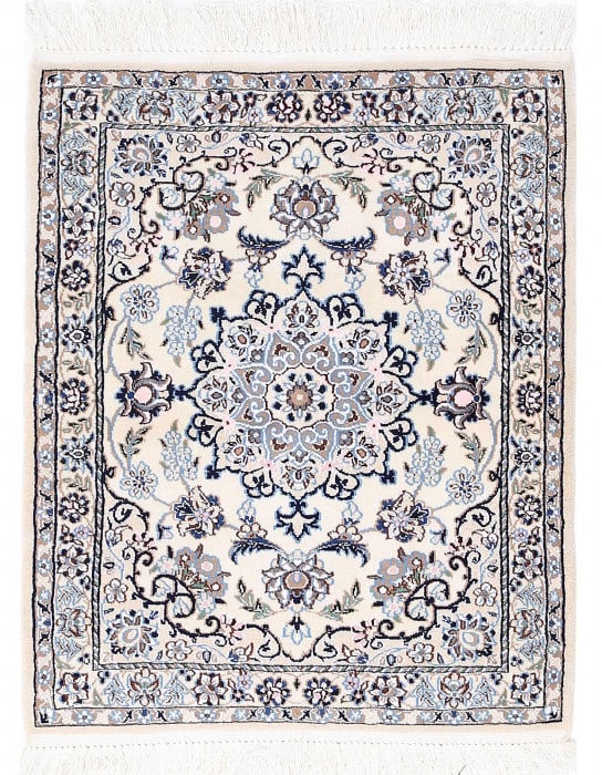 Ivory Fine Hand Knotted Persian Silk & wool Nain 2'3"X 3': Ivory Fine Hand Knotted Persian Silk & wool Nain 2'3"X 3' - NEW, Nain, Hand-Knotted, Wool & Silk, 300 -D13615- 862.This item is part of our fine auction collection which includes many fine home access