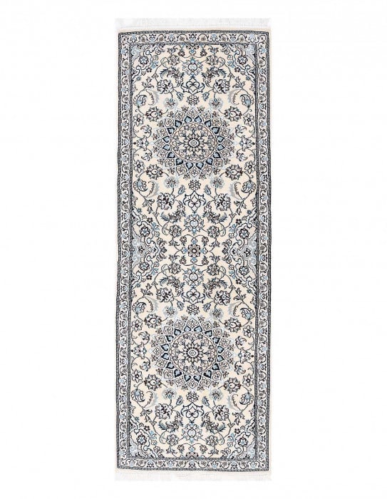 Ivory Fine Hand Knotted Persian Silk & wool Nain 2'X 6'6": Ivory Fine Hand Knotted Persian Silk & wool Nain 2'X 6'6" - NEW, Nain, Hand-Knotted, Wool & Silk, 300 -D13692- 862.This item is part of our fine auction collection which includes many fine home access