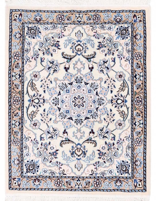 Ivory Fine Hand Knotted Persian Silk & wool Nain 2'3"X 3': Ivory Fine Hand Knotted Persian Silk & wool Nain 2'3"X 3' - NEW, Nain, Hand-Knotted, Wool & Silk, 300 -D13702- 862.This item is part of our fine auction collection which includes many fine home access