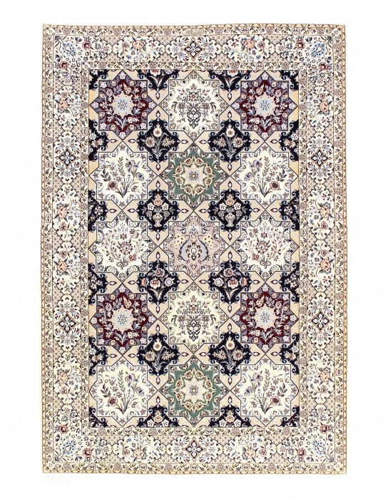 Multi Color Fine Hand Knotted Persian silk & wool Nain 5' X 7'5'': Multi Color Fine Hand Knotted Persian silk & wool Nain 5' X 7'5'' - New, Nain, Hand-Knotted, Wool & Silk, 300 -D11658- 862.This item is part of our fine auction collection which includes many fine hom