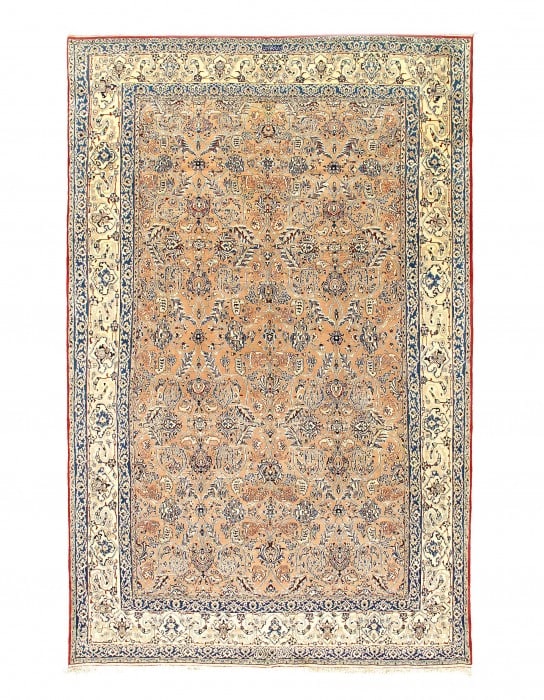 Fine semi Antique Silk & wool Persian Nain 6 LA 7' X 11'4'': Fine semi Antique Silk & wool Persian Nain 6 LA 7' X 11'4'' - Semi antique Circa 1950, Nain, Hand-Knotted, Wool on Cotton, 300 -D12040- 862.This item is part of our fine auction collection which inclu
