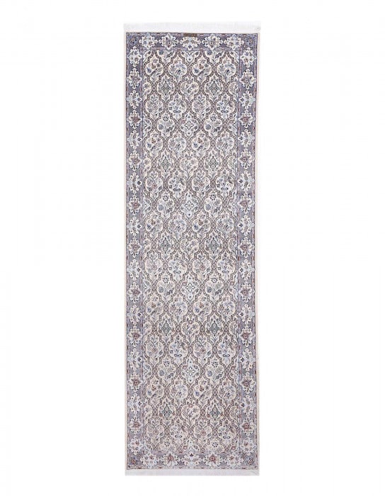 Fine Hand knotted Persian silk & wool 6 Line Nain runner 3'4" X 12'3": Fine Hand knotted Persian silk & wool 6 Line Nain runner 3'4" X 12'3" - NEW, Nain, Hand-Knotted, Wool & Silk, 300 -D13536- 862.This item is part of our fine auction collection which includes many fine