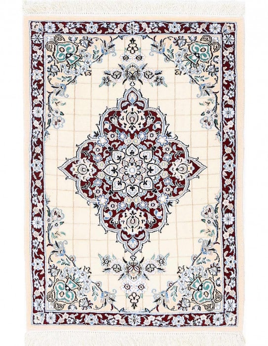 Ivory Fine Hand Knotted Persian Silk & wool Nain 2'5"X 3'3": Ivory Fine Hand Knotted Persian Silk & wool Nain 2'5"X 3'3" - NEW, Nain, Hand-Knotted, Wool & Silk, 300 -D13719- 862.This item is part of our fine auction collection which includes many fine home acce