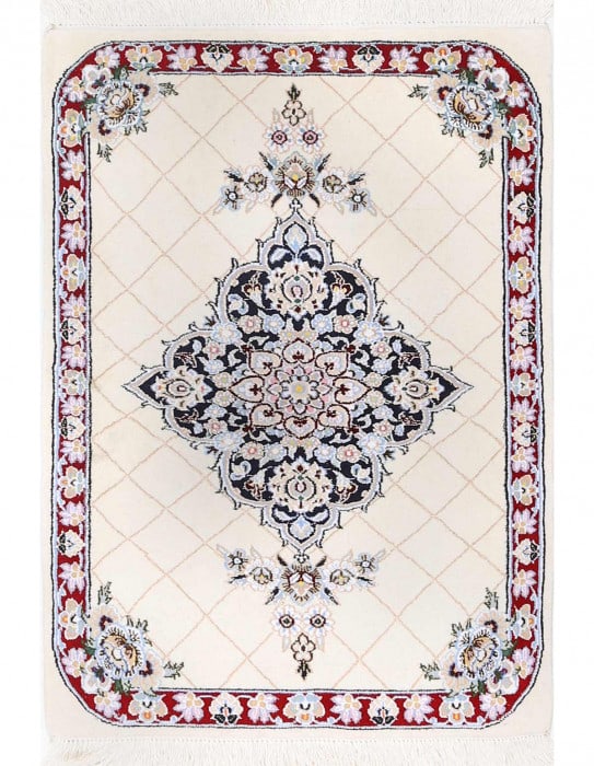 Ivory Fine Hand Knotted Persian Silk & wool Nain 2'X 3': Ivory Fine Hand Knotted Persian Silk & wool Nain 2'X 3' - NEW, Nain, Hand-Knotted, Wool & Silk, 300 -D13718- 862.This item is part of our fine auction collection which includes many fine home accessor