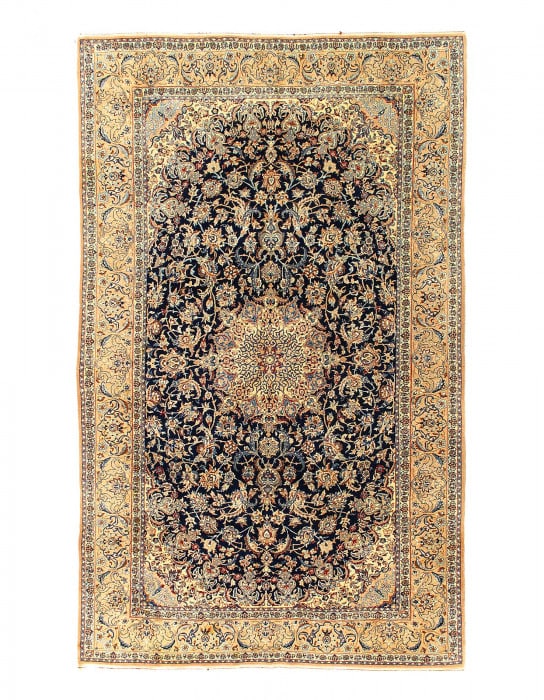 Blue Fine Hand Knotted Persain silk & wool Nain 5'5"X 8'9": Blue Fine Hand Knotted Persain silk & wool Nain 5'5"X 8'9" - CIRCA 2000, Nain, Hand-Knotted, Wool & Silk, 300 -D14513- 862.This item is part of our fine auction collection which includes many fine hom