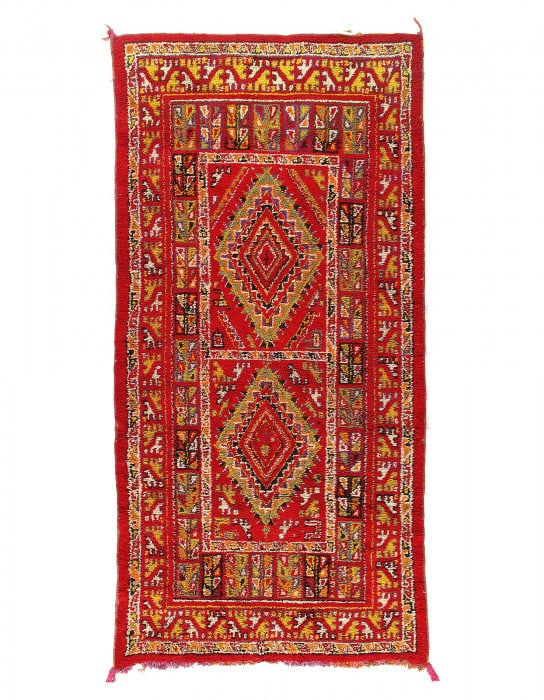 Fine Hand Knotted Antique Moroccan 5'9"X 12'4": Fine Hand Knotted Antique Moroccan 5'9"X 12'4" - CIRCA 1950, Moroccan, Hand-Knotted, Lamb's Wool, 300 -D15079- 862.This item is part of our fine auction collection which includes many fine home access