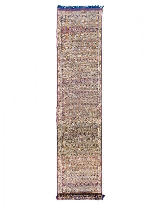 Fine Hand Knotted Flat Weave Moroccan 2'11"X 14': Fine Hand Knotted Flat Weave Moroccan 2'11"X 14' - CIRCA 1980, Moroccan, Hand-Woven, Lamb's Wool, 300 -54338- 862.This item is part of our fine auction collection which includes many fine home accesso