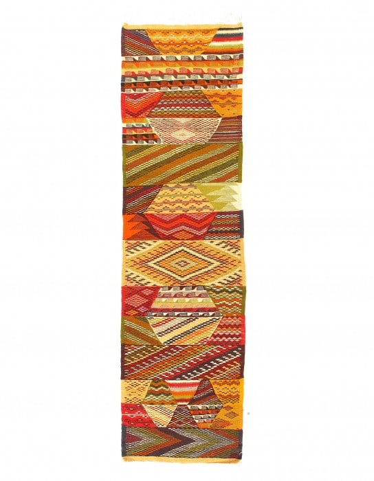 Fine Hand Knotted Flat Weave Moroccan runner 2'2'' X 8'1'': Fine Hand Knotted Flat Weave Moroccan runner 2'2'' X 8'1'' - Circa 1970, Moroccan, Hand-Knotted, Flat Weave, 300 -D11857- 862.This item is part of our fine auction collection which includes many fine