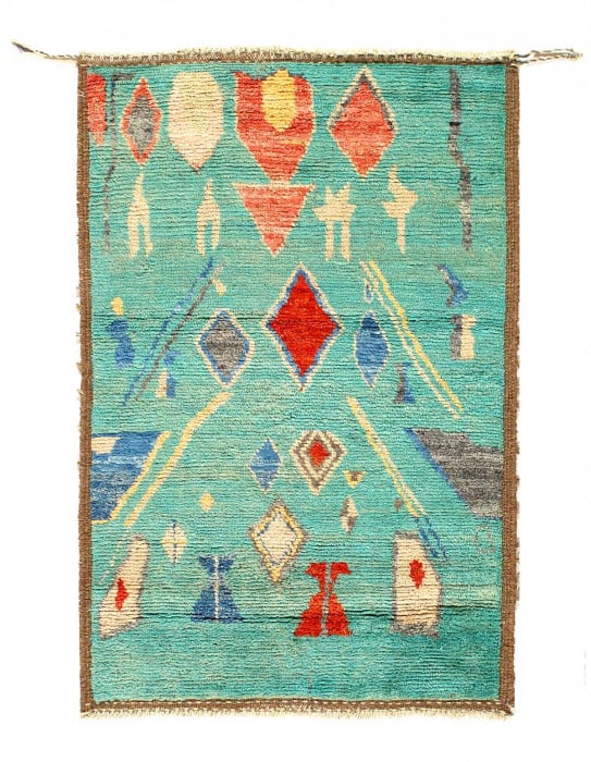 Light Blue Fine Hand knotted Moroccan Rug 3'3'' X 4'8'': Light Blue Fine Hand knotted Moroccan Rug 3'3'' X 4'8'' - New, Moroccan, Hand-Knotted, Lamb's Wool, 300 -D14414- 862.This item is part of our fine auction collection which includes many fine home