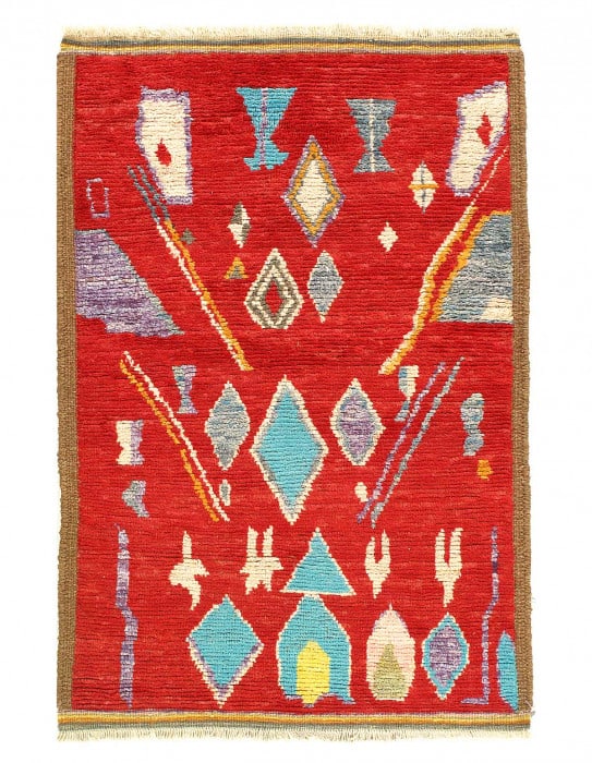 Fine Hand knotted Moroccan rug 3'4'' X 5': Fine Hand knotted Moroccan rug 3'4'' X 5' - New, Moroccan, Hand-Knotted, Lamb's Wool, 300 -D14426- 862.This item is part of our fine auction collection which includes many fine home accessories