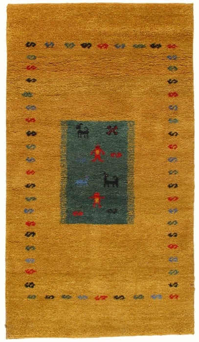 Gold Indian Gabbeh 3' X 5': Gold Indian Gabbeh 3' X 5' - New, Modern, Hand-Knotted, Lamb's Wool, 300 -023021- 862.This item is part of our fine auction collection which includes many fine home accessories including antique rugs,