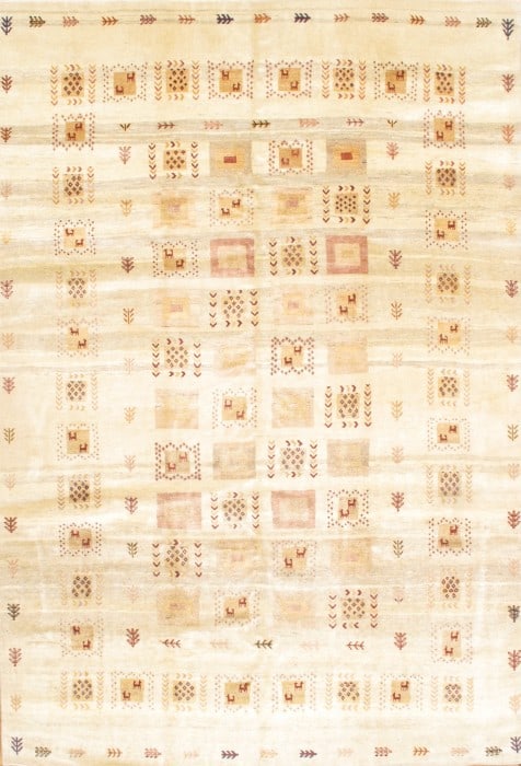 Ivory Persian Gabbeh Loribaft 6'8" X 9'9": Ivory Persian Gabbeh Loribaft 6'8" X 9'9" - New, Modern, Hand-Knotted, Lamb's Wool, 300 -D05793- 862.This item is part of our fine auction collection which includes many fine home accessories includin