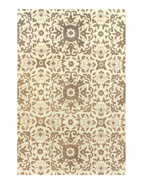 Beige Modern Rug V silk 4'x6': Beige Modern Rug V silk 4'x6' - New, Modern, Hand-Knotted, V. Silk, 300 -D08263- 862.This item is part of our fine auction collection which includes many fine home accessories including antique rugs,
