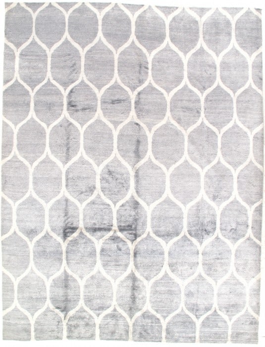 Gray Indian Modern silk & wool 9' X 12': Gray Indian Modern silk & wool 9' X 12' - New, Modern, Hand-Knotted, Wool & Silk, 300 -D05736- 862.This item is part of our fine auction collection which includes many fine home accessories including