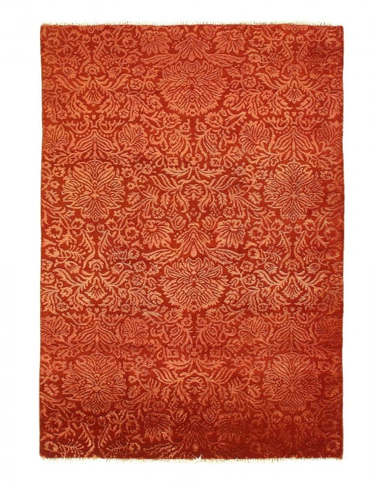 Rust Modern Rug 4'5" X 6'6": Rust Modern Rug 4'5" X 6'6" - New, Modern, Hand-Knotted, Wool on Cotton, 300 -D04497- 862.This item is part of our fine auction collection which includes many fine home accessories including antique r