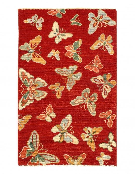 Modern Butterfly Kaleidoscope Rug- 2'5" X 4': Modern Butterfly Kaleidoscope Rug- 2'5" X 4' - New, Modern, Hand-Knotted, Lamb's Wool, 300 -D10777- 862.This item is part of our fine auction collection which includes many fine home accessories inclu
