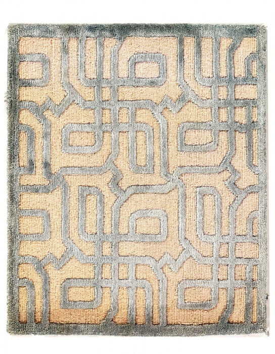 Silver color Pile & Loop Design Rug 2'x 2': Silver color Pile & Loop Design Rug 2'x 2' - NEW, Modern, Hand-Knotted, Wool & Bambooo, 300 -D08063- 862.This item is part of our fine auction collection which includes many fine home accessories incl