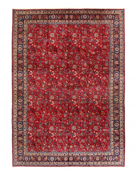 Red Persian Mashan 11'6'' X 15'11'': Red Persian Mashan 11'6'' X 15'11'' - NEW, Mashhad, Hand-Knotted, Lamb's Wool, 300 -23461- 862.This item is part of our fine auction collection which includes many fine home accessories including anti