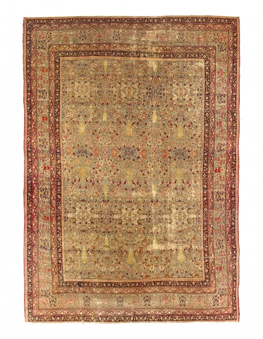 Antique Beige Fine Hand Knotted Persian Kermanshah Rug 11'1"x 16' (1 of 9)