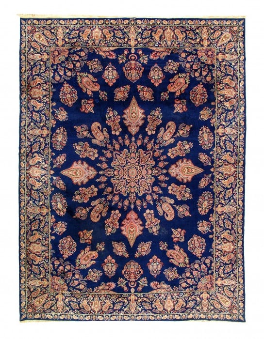 Navy Blue Fine Hand knotted Perisan Kerman 9'8'' X 13'7'': Navy Blue Fine Hand knotted Perisan Kerman 9'8'' X 13'7'' - 1970, kerman, Hand-Knotted, Lamb's Wool, 300 -D11942- 862.This item is part of our fine auction collection which includes many fine home acc