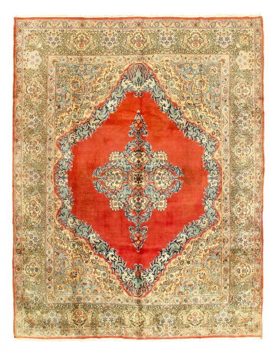 Rust Hand knotted persian vintage Kerman 7'9"X 10'2": Rust Hand knotted persian vintage Kerman 7'9"X 10'2" - CIRCA 1940, kerman, Hand-Knotted, Lamb's Wool, 300 -54674- 862.This item is part of our fine auction collection which includes many fine home acc