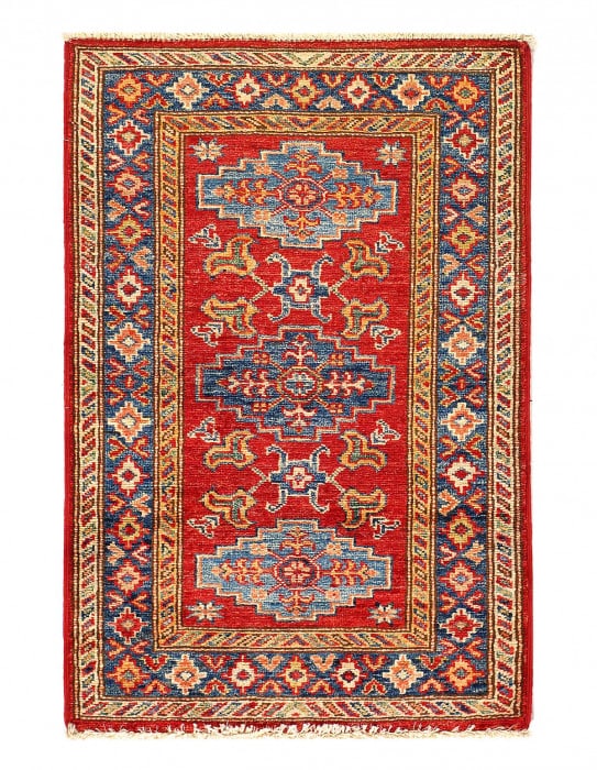 Red Color Fine Hand knotted Kazak rug 2'1'' X 3'1'': Red Color Fine Hand knotted Kazak rug 2'1'' X 3'1'' - New, Kazak, Hand-Knotted, Lamb's Wool, 300 -D14087- 862.This item is part of our fine auction collection which includes many fine home accessories