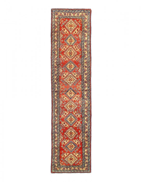 Fine Hand knotted Kazak Runner 2'9"X 11'4": Fine Hand knotted Kazak Runner 2'9"X 11'4" - NEW, Kazak, Hand-Knotted, Lamb's Wool, 300 -D15139- 862.This item is part of our fine auction collection which includes many fine home accessories includin