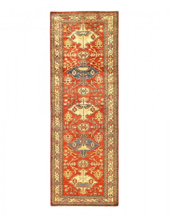 Fine Hand Knotted kazak Runner 3' X 8'8'': Fine Hand Knotted kazak Runner 3' X 8'8'' - New, Kazak, Hand-Knotted, Lamb's Wool, 300 -D12688- 862.This item is part of our fine auction collection which includes many fine home accessories including