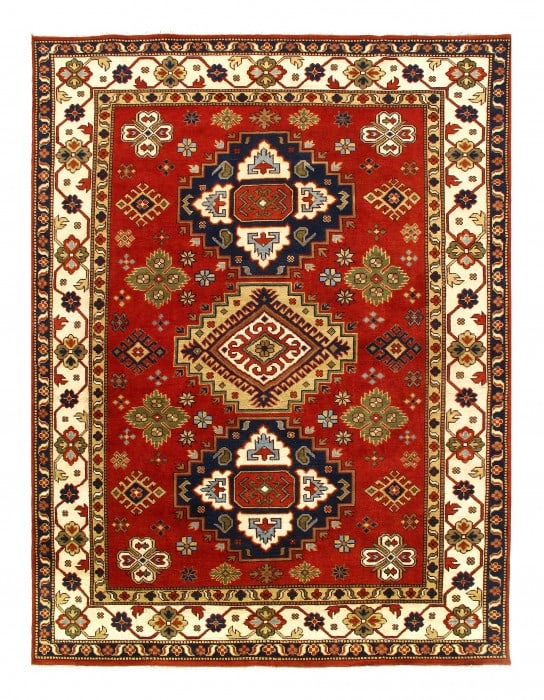 Fine Hand Knotted Kazak design 8'11'' X 12'2'': Fine Hand Knotted Kazak design 8'11'' X 12'2'' - New, Kazak, Hand-Knotted, Lamb's Wool, 300 -D11150- 862.This item is part of our fine auction collection which includes many fine home accessories incl
