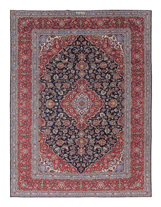 Navy Blue Fine Hand knotted Persian Kashan 8'7'' X 11'8'': Navy Blue Fine Hand knotted Persian Kashan 8'7'' X 11'8'' - 1980, Kashan, Hand-Knotted, Lamb's Wool, 300 -D13421- 862.This item is part of our fine auction collection which includes many fine home acc